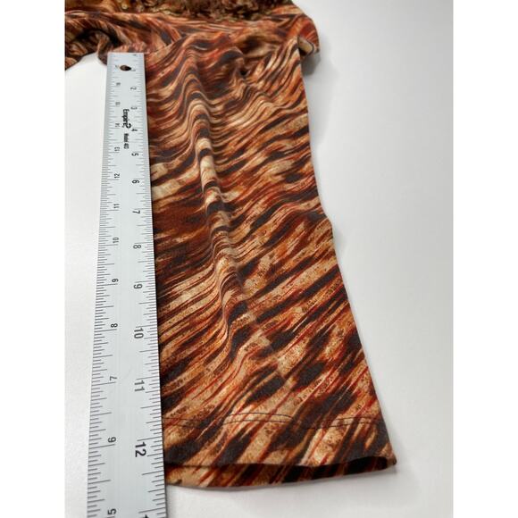 Ruby Rd. Embellished Animal Print 3/4 Sleeve Blouse Top Brown/Orange Women's M - Picture 8 of 8